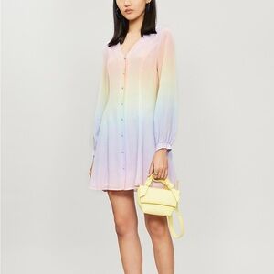 Olivia Rubin RARE mini pastel rainbow ombré dress US 2 UK 6